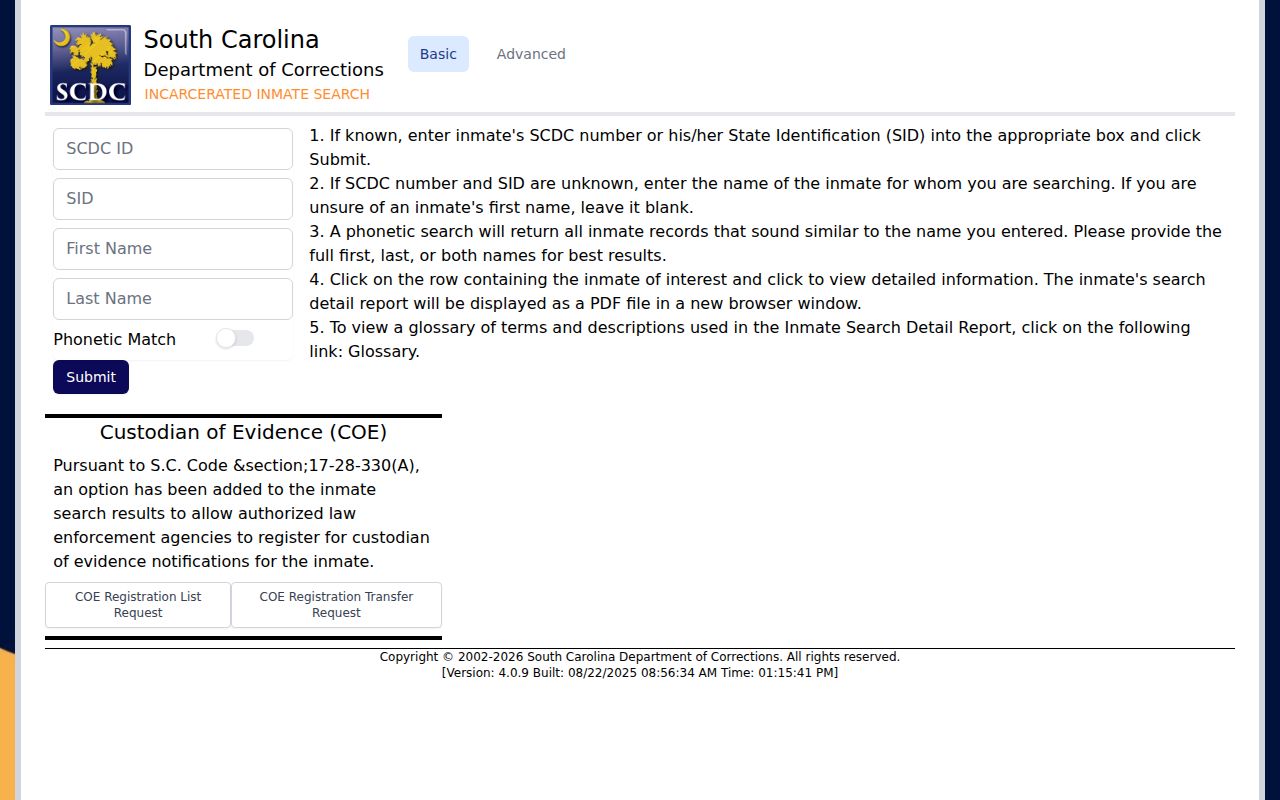 South Carolina state inmate search for Marlboro County custody follow-up