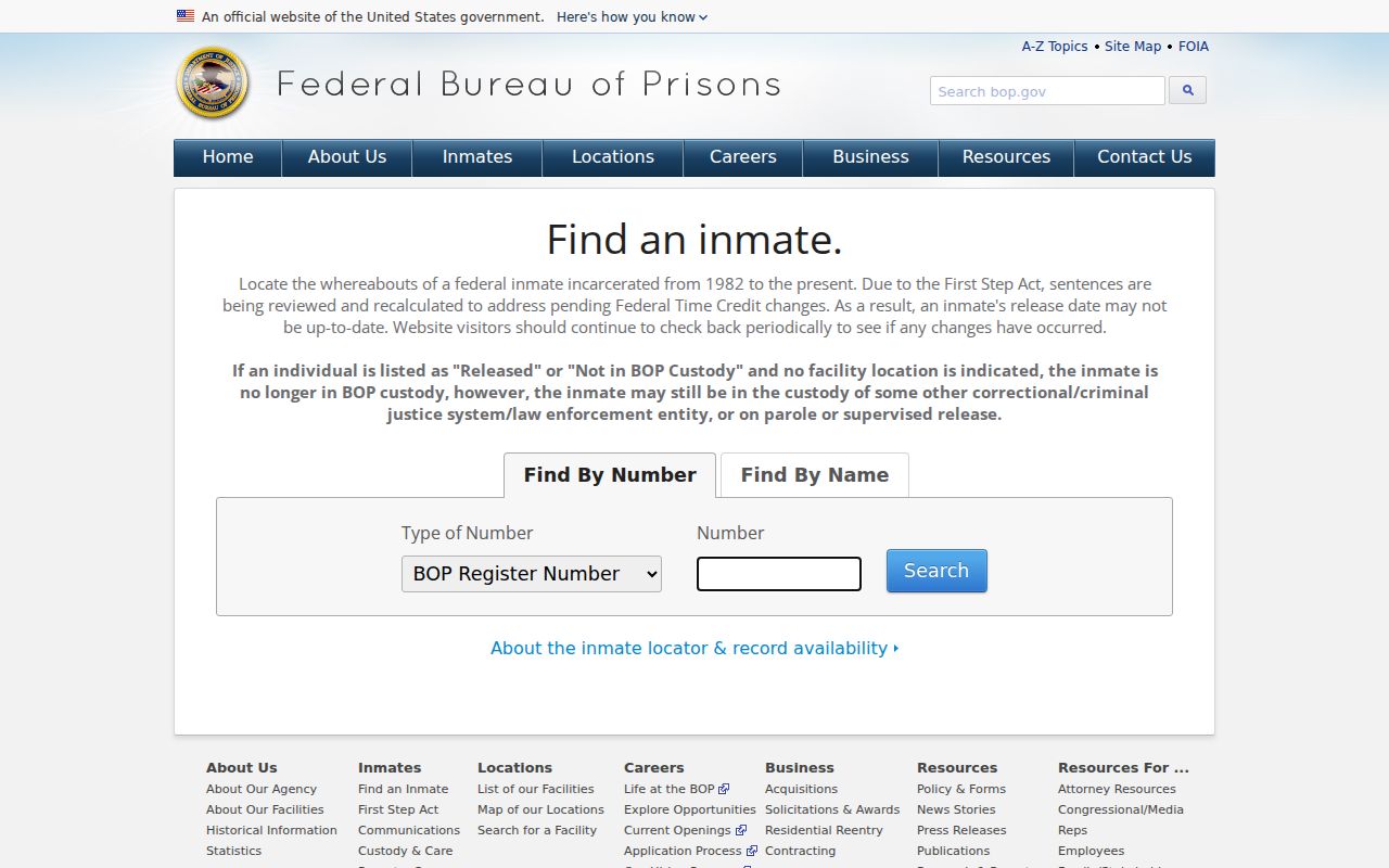 Federal inmate locator for records connected to FCI Bennettsville