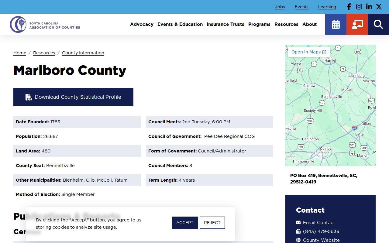 Clio criminal records context in the Marlboro County municipalities profile
