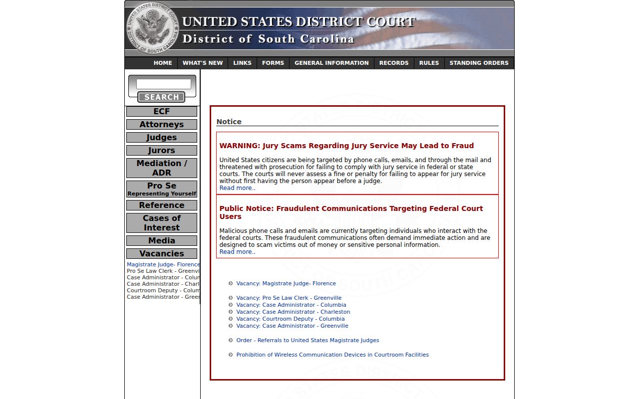 District of South Carolina federal court cases near Marlboro County