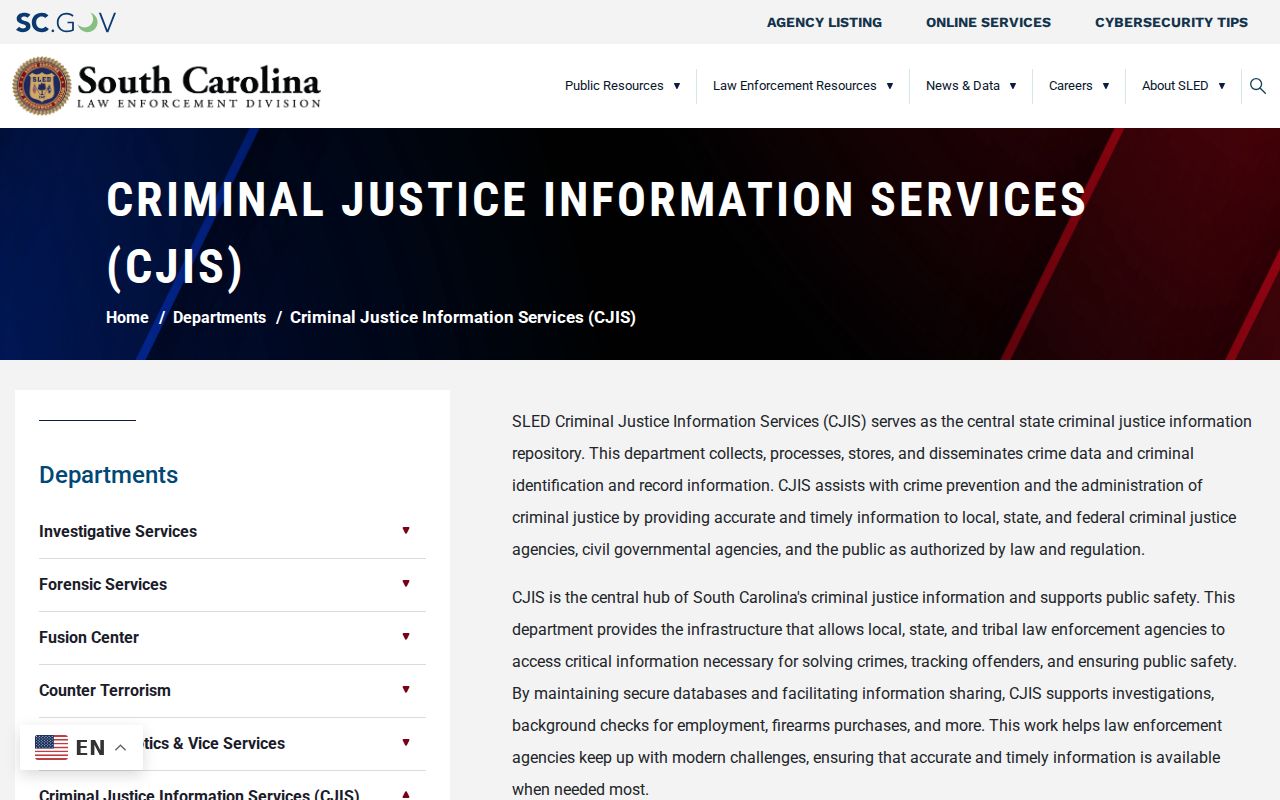 Marlboro County criminal records and the SLED CJIS repository