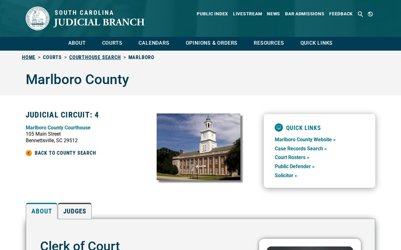 Marlboro County criminal court records at the courthouse