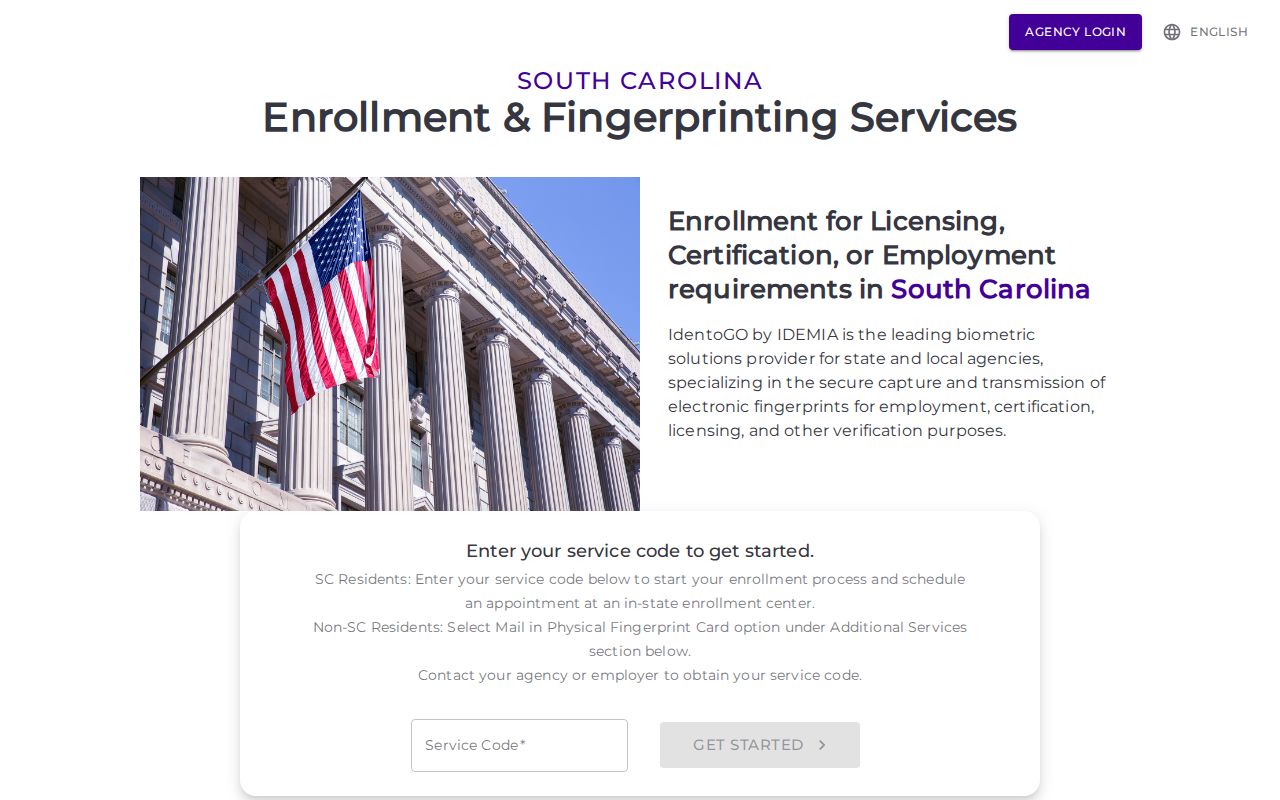Marlboro County criminal history fingerprint service through IdentoGO