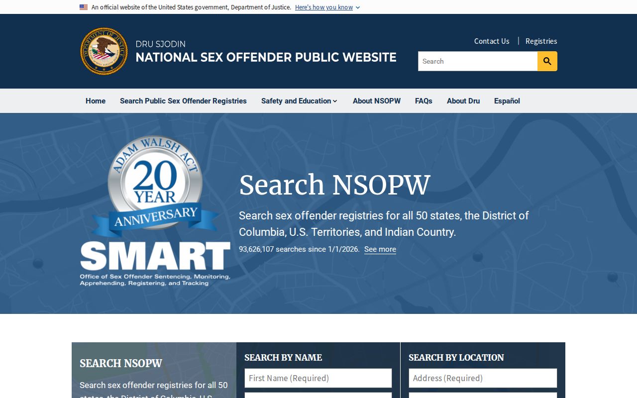 National search used with Marlboro County sex offender registry records