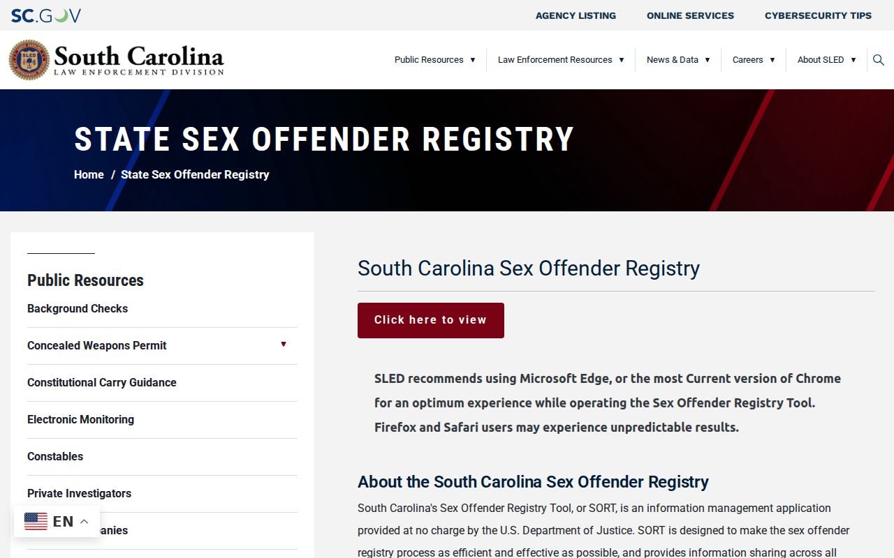 SLED guidance for Marlboro County sex offender registry records